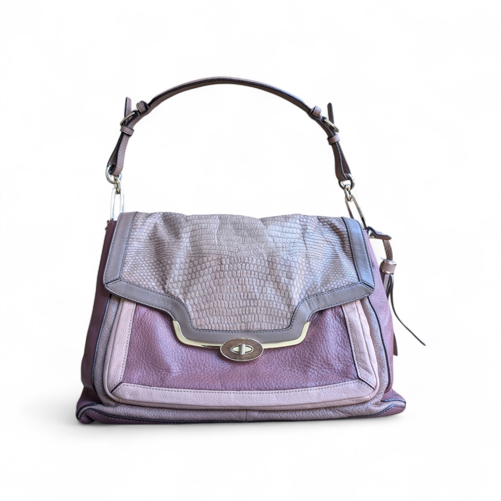 Coach Madison Pinnacle Exotic Lizard Nubuck Leather Flap Legacy Bag